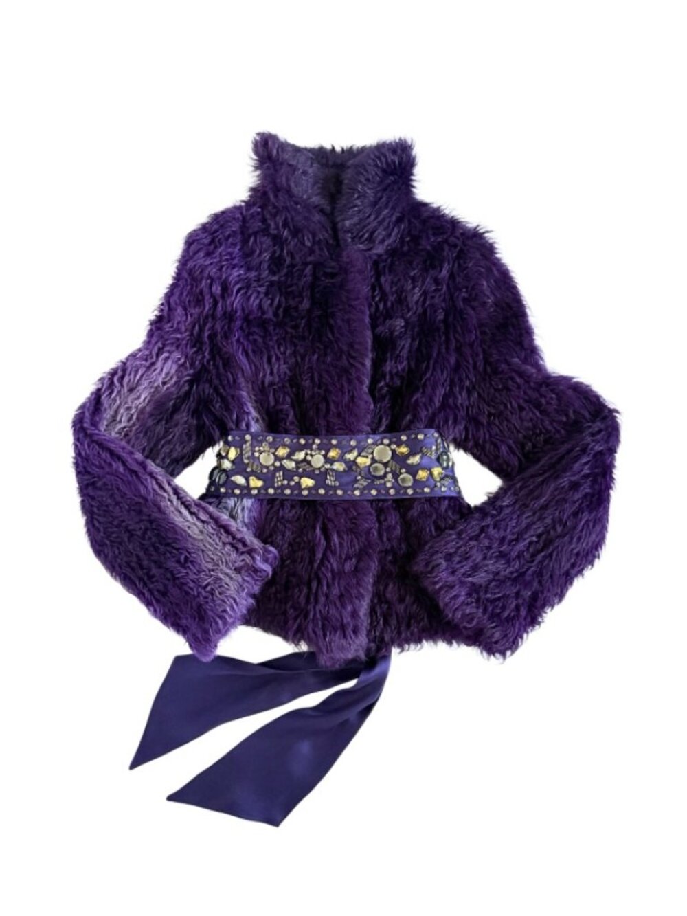 Escada Lambskin Purple Dyed Fur Jacket